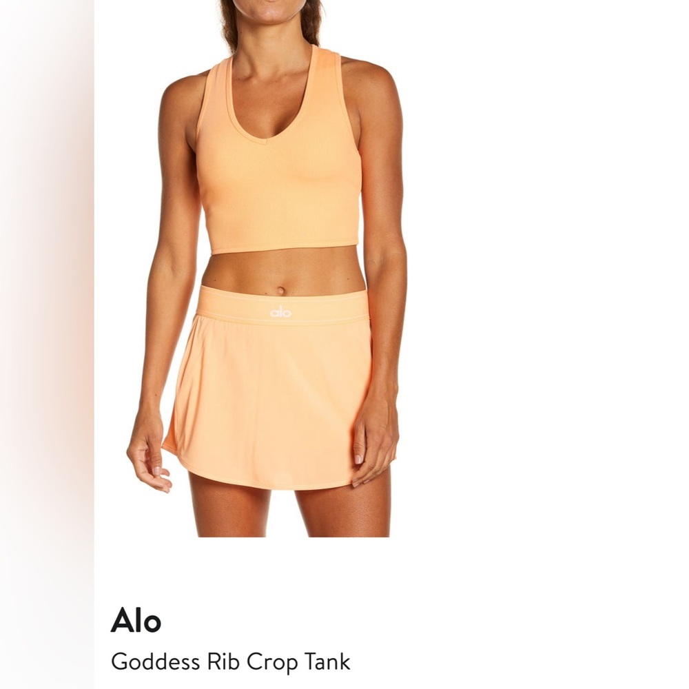 ALO Goddess Rib Crop Tank Cantaloupe, Size M